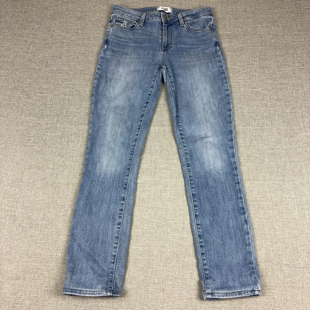 Paige Skyline Skinny Jeans Womens 27 Light Wash Blue Mid Rise Stretch Denim